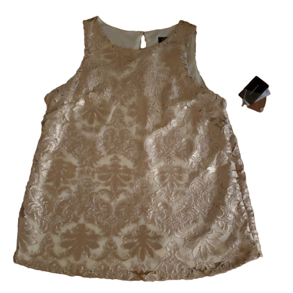 Evenings By eci Women M Night Out Gold Brocade Sleeveless Blouse  New With Tags